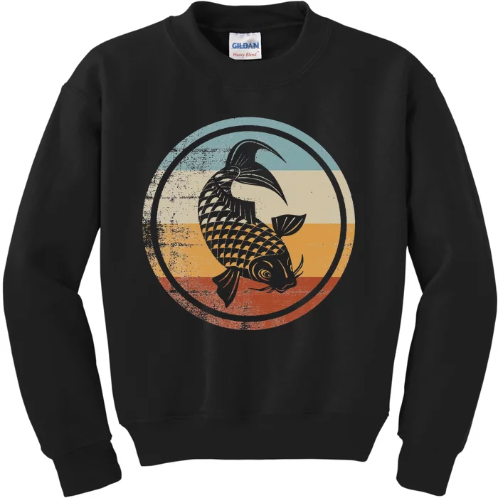 Retro Vintage Fishing Fish Design Koi Fish Kids Sweatshirt