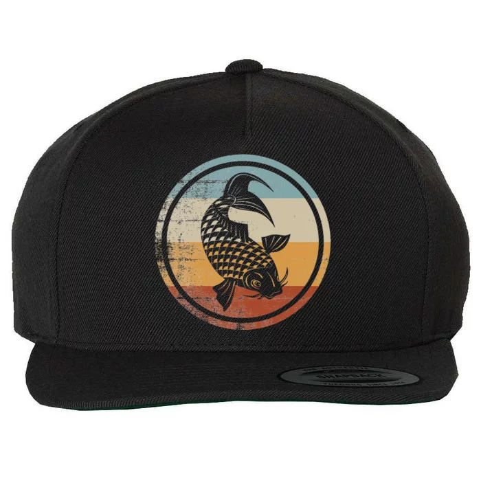 Retro Vintage Fishing Fish Design Koi Fish Wool Snapback Cap