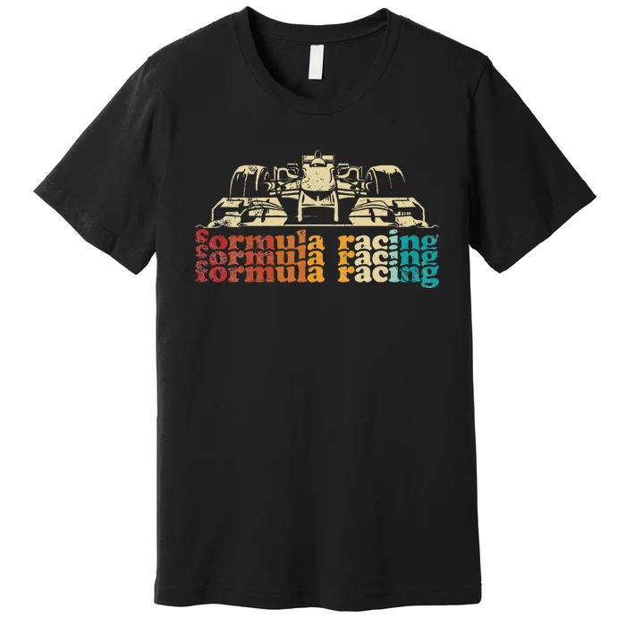 Retro Vintage Formula Racing Silhouette Race Car Lovers Fan Premium T-Shirt