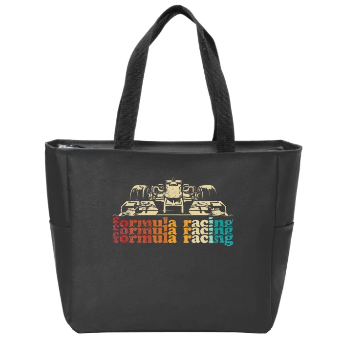 Retro Vintage Formula Racing Silhouette Race Car Lovers Fan Zip Tote Bag