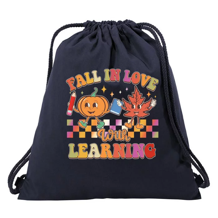 Retro Vintage Fall In Love With Learning Drawstring Bag