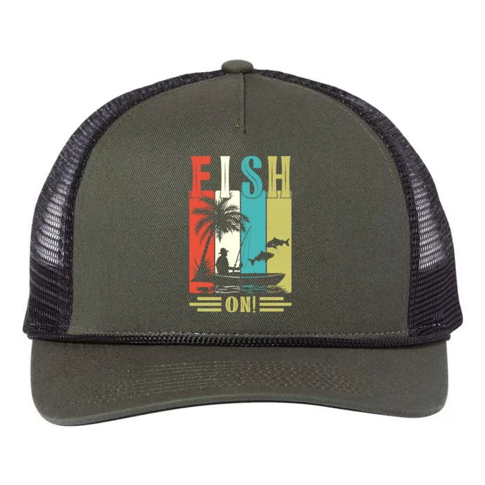 Retro Vintage Fishing Graphic Retro Rope Trucker Hat Cap