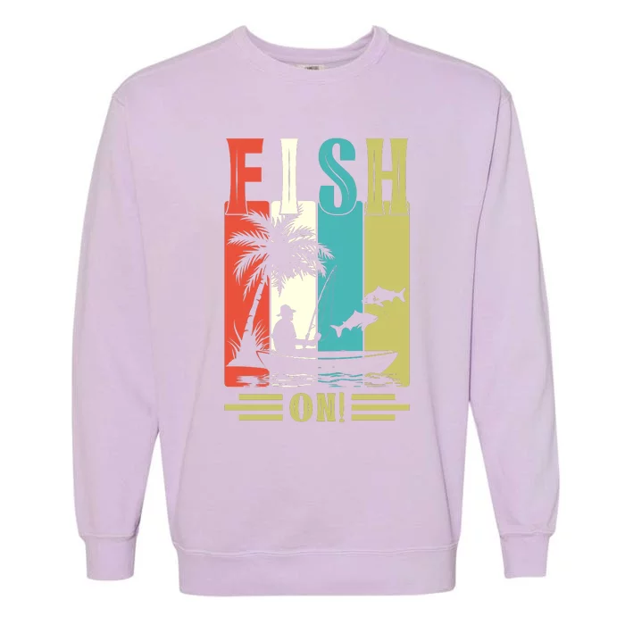 Retro Vintage Fishing Graphic Garment-Dyed Sweatshirt