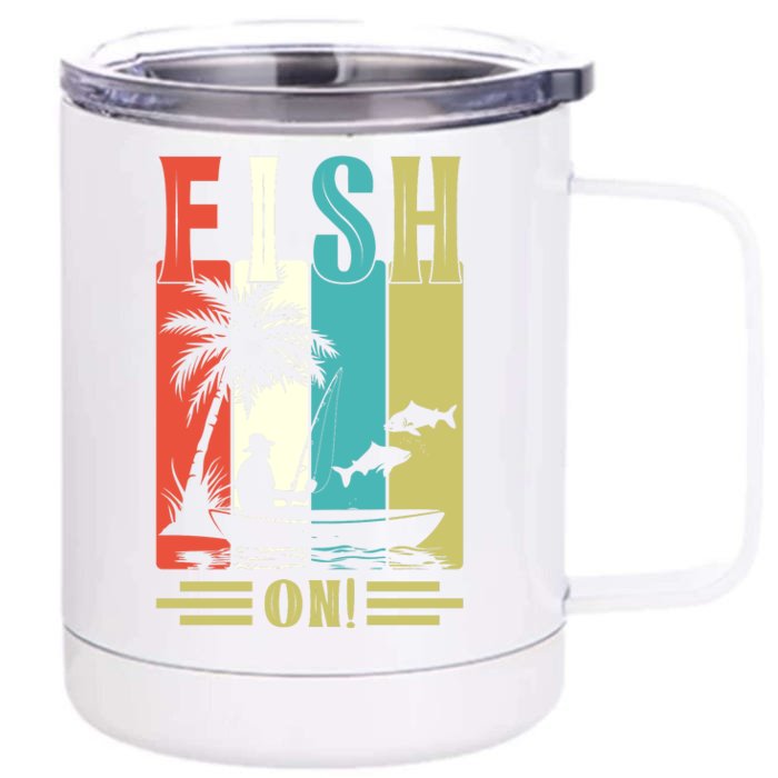 Retro Vintage Fishing Graphic Front & Back 12oz Stainless Steel Tumbler Cup