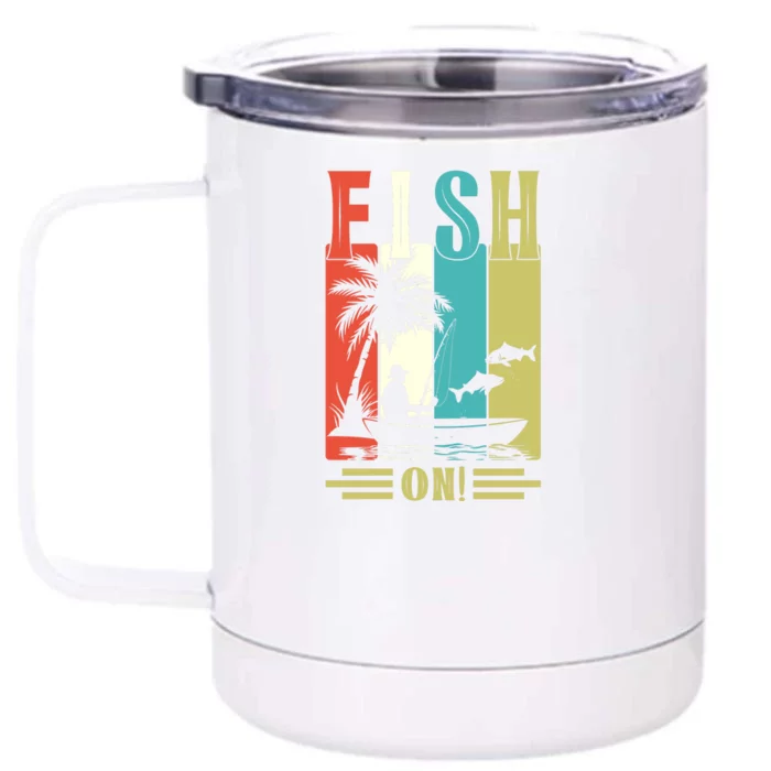 Retro Vintage Fishing Graphic Front & Back 12oz Stainless Steel Tumbler Cup