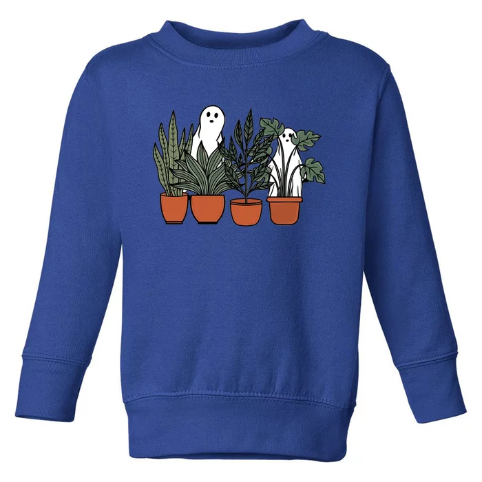 Retro Vintage Ghost Plant Lady Halloween Plants And Ghosts Funny Gift Toddler Sweatshirt