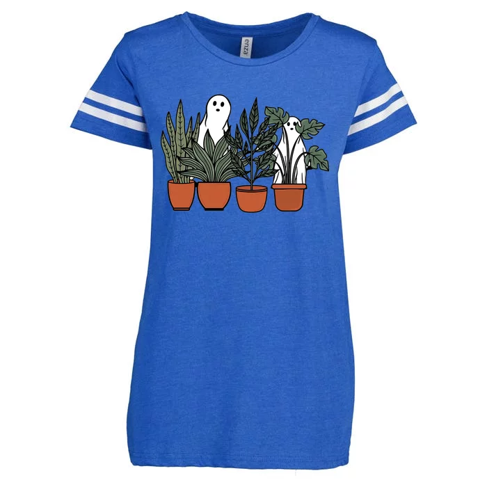 Retro Vintage Ghost Plant Lady Halloween Plants And Ghosts Funny Gift Enza Ladies Jersey Football T-Shirt