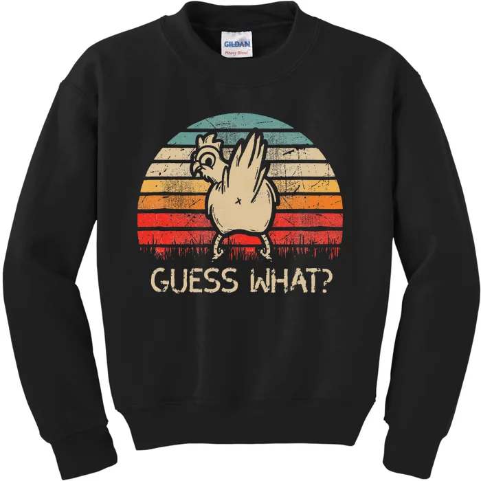 Retro Vintage Guess What Chicken Butt Funny Kids Sweatshirt