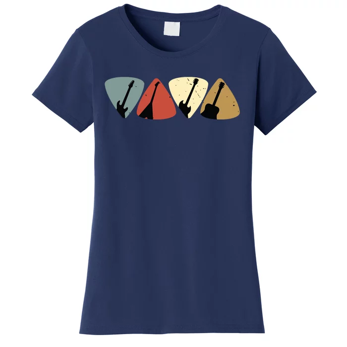 Retro Vintage Guitar Pick Player Guitarist Bassist Musician Women's T-Shirt