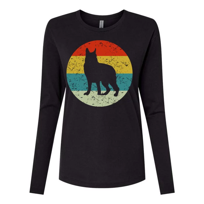 Retro Vintage German Shepherd Womens Cotton Relaxed Long Sleeve T-Shirt