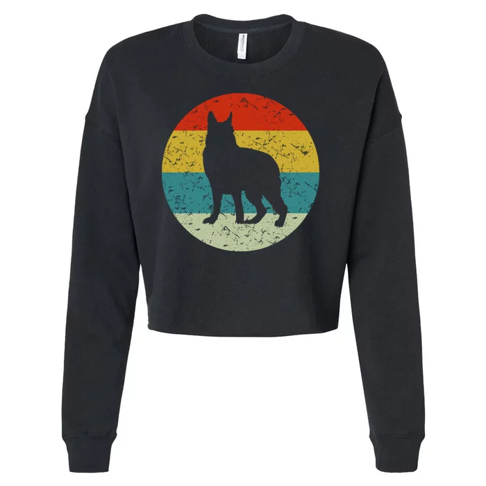 Retro Vintage German Shepherd Cropped Pullover Crew