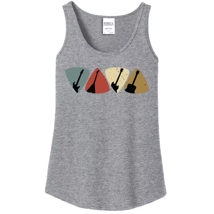 Retro Vintage Guitar Pick Player Guitarist Bassist Musician Ladies Essential Tank