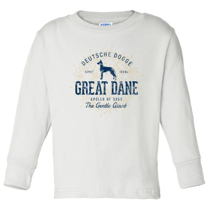 Retro Vintage Great Dane Toddler Long Sleeve Shirt