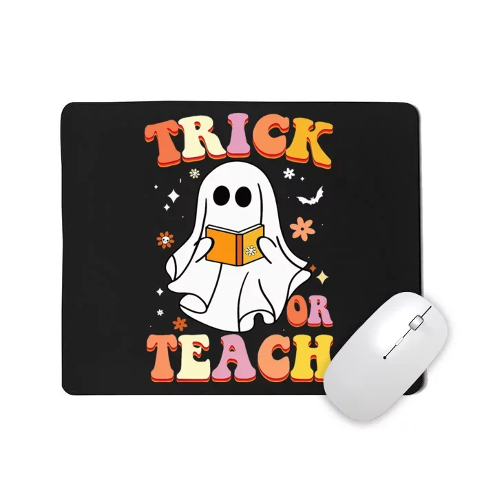 Retro Vintage Groovy Trick Or Teach Funny Teacher Halloween Mousepad