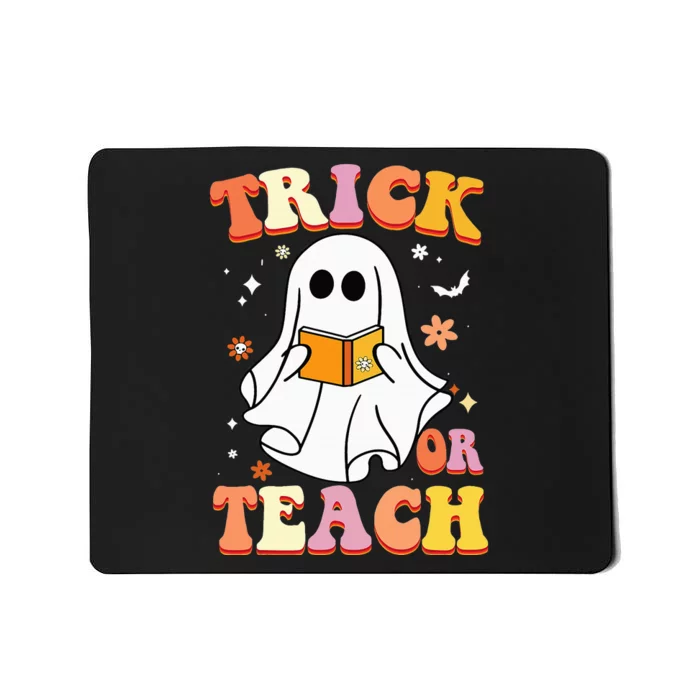 Retro Vintage Groovy Trick Or Teach Funny Teacher Halloween Mousepad