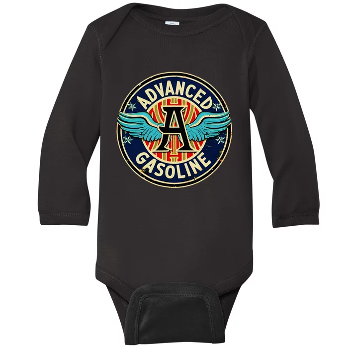 Retro Vintage Gas Station Advanced Gasoline Motor Oil Car Baby Long Sleeve Bodysuit