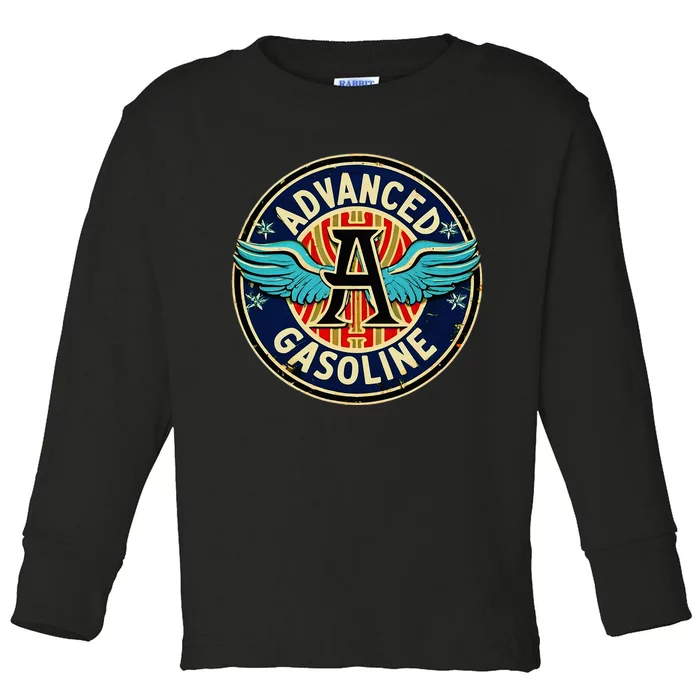 Retro Vintage Gas Station Advanced Gasoline Motor Oil Car Toddler Long Sleeve Shirt