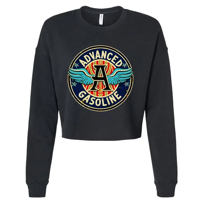 Retro Vintage Gas Station Advanced Gasoline Motor Oil Car Cropped Pullover Crew