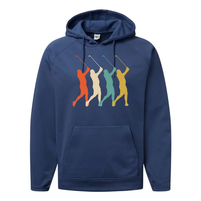 Retro Vintage Golf Lover Performance Fleece Hoodie