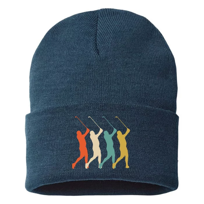 Retro Vintage Golf Lover Sustainable Knit Beanie