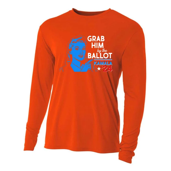 Retro Vintage Grab Him The Ballot Kamala Harris 2024 Cooling Performance Long Sleeve Crew