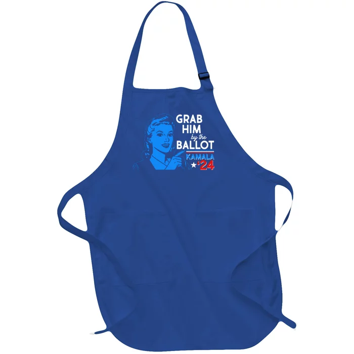 Retro Vintage Grab Him The Ballot Kamala Harris 2024 Full-Length Apron With Pocket