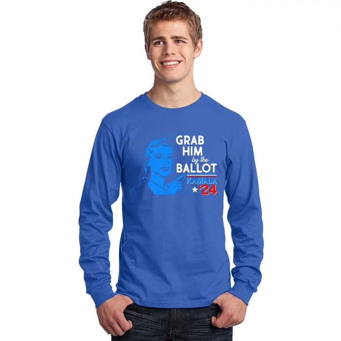 Retro Vintage Grab Him The Ballot Kamala Harris 2024 Tall Long Sleeve T-Shirt