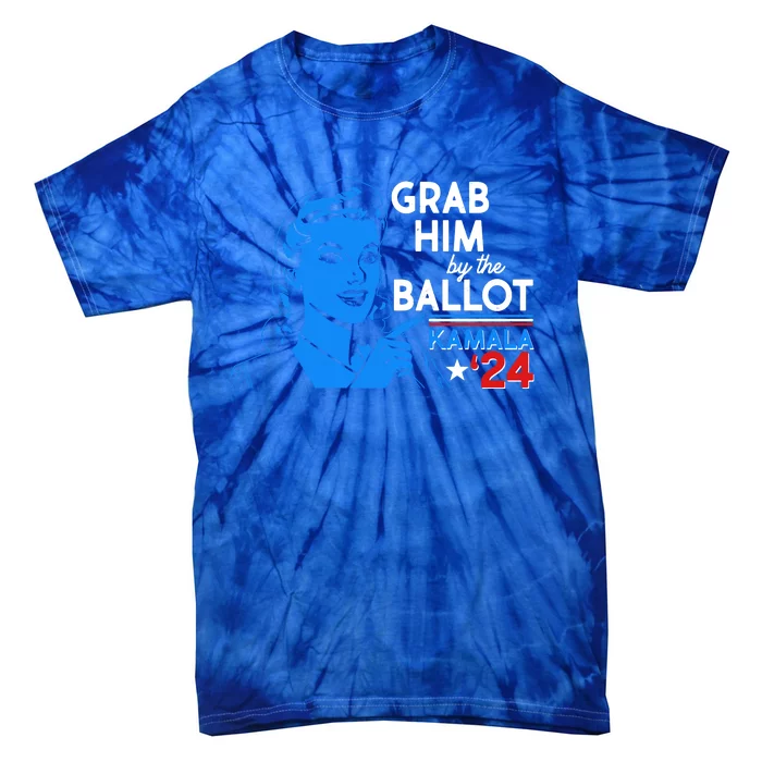 Retro Vintage Grab Him The Ballot Kamala Harris 2024 Tie-Dye T-Shirt