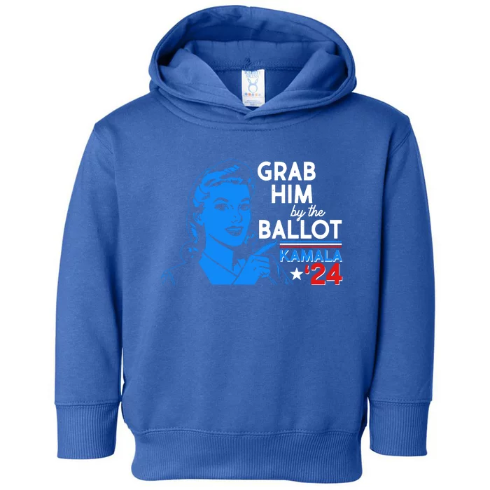 Retro Vintage Grab Him The Ballot Kamala Harris 2024 Toddler Hoodie