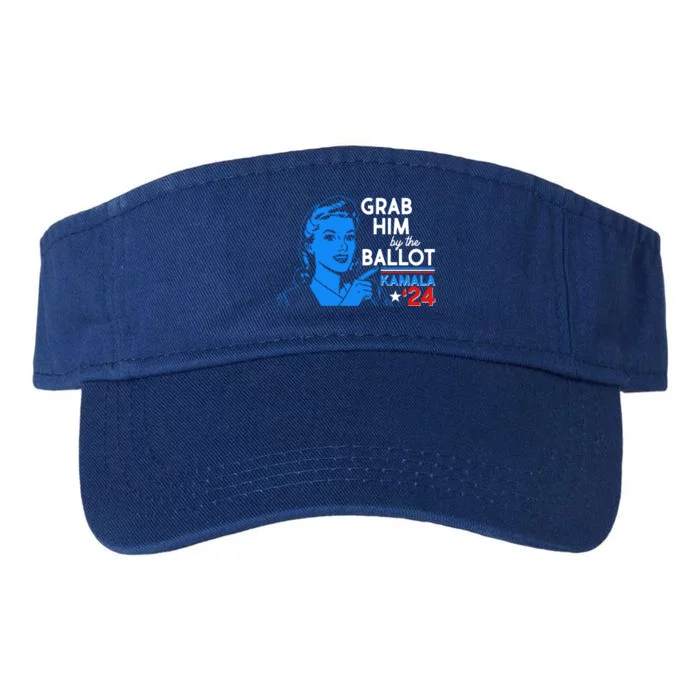 Retro Vintage Grab Him The Ballot Kamala Harris 2024 Valucap Bio-Washed Visor