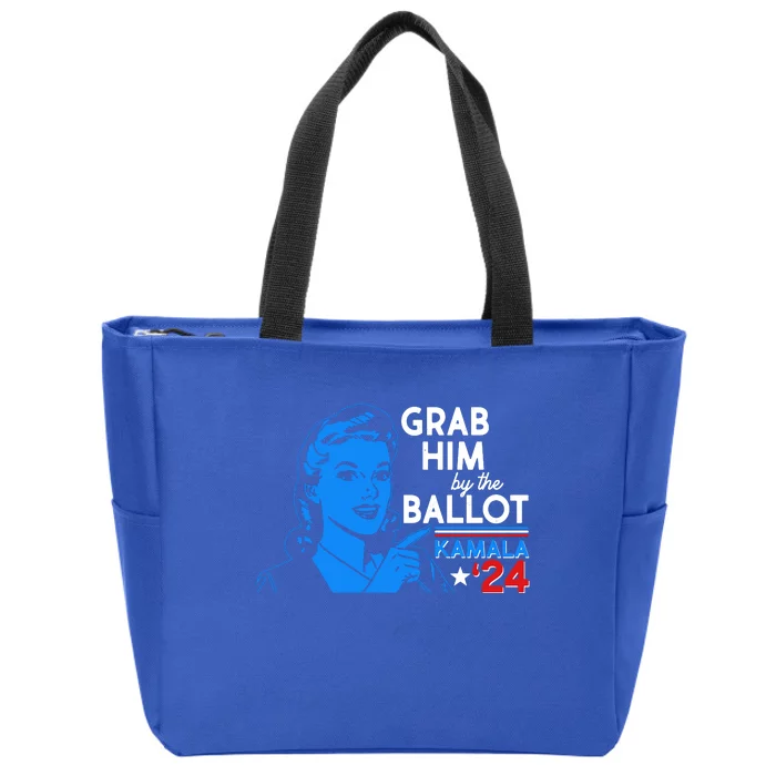 Retro Vintage Grab Him The Ballot Kamala Harris 2024 Zip Tote Bag