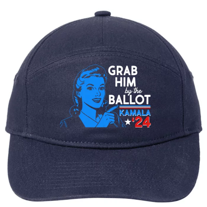 Retro Vintage Grab Him The Ballot Kamala Harris 2024 7-Panel Snapback Hat