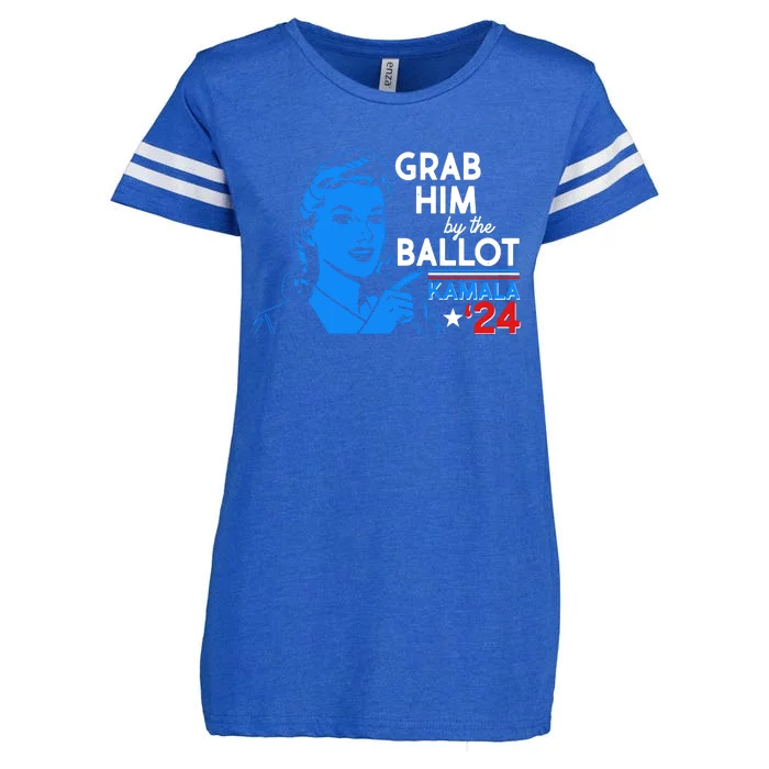 Retro Vintage Grab Him The Ballot Kamala Harris 2024 Enza Ladies Jersey Football T-Shirt