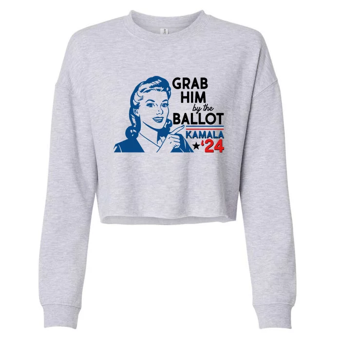 Retro Vintage Grab Him The Ballot Kamala Harris 2024 Cropped Pullover Crew