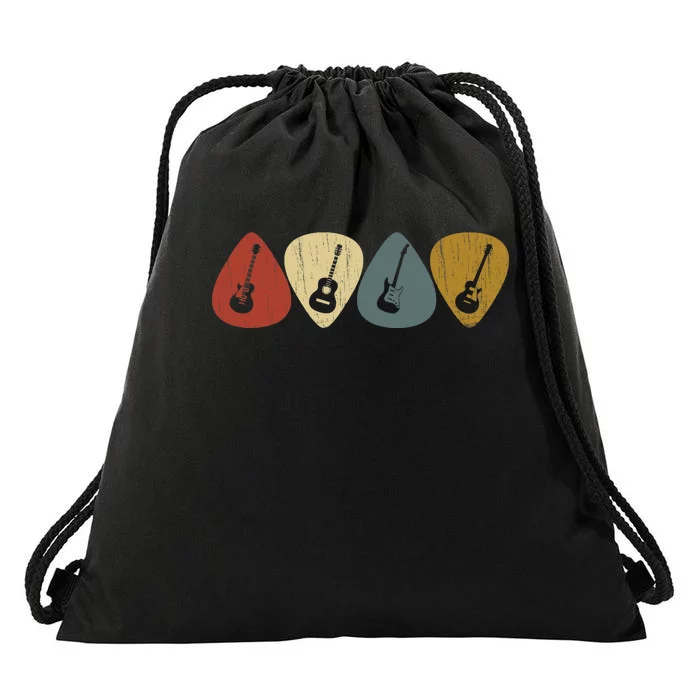 Retro Vintage Guitar Pick For Guitarist Music Drawstring Bag