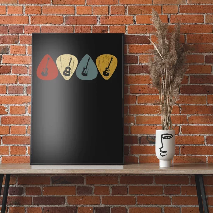 Retro Vintage Guitar Pick For Guitarist Music Poster