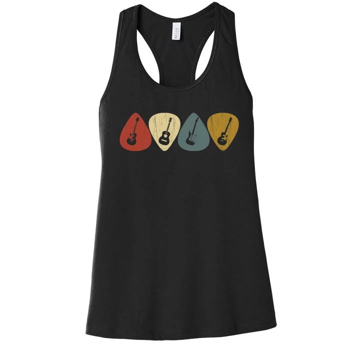 Retro Vintage Guitar Pick For Guitarist Music Women's Racerback Tank