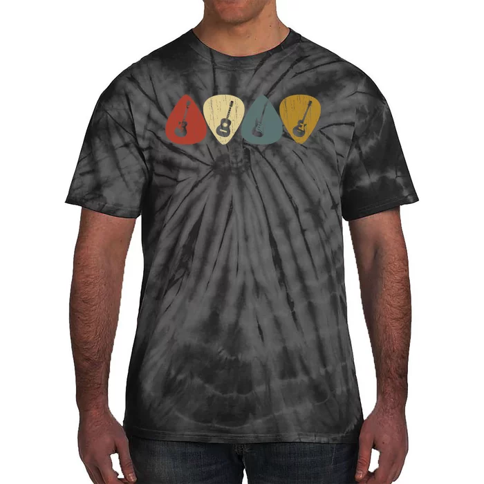 Retro Vintage Guitar Pick For Guitarist Music Tie-Dye T-Shirt