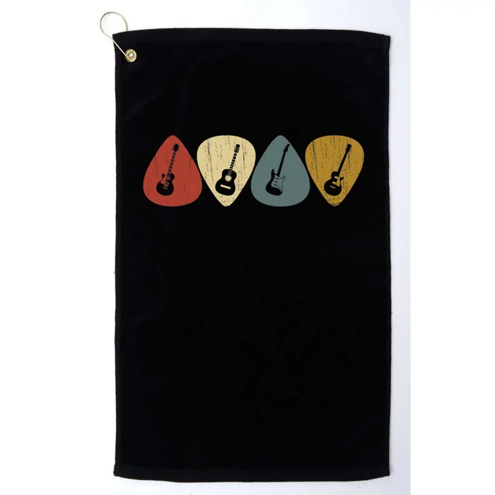 Retro Vintage Guitar Pick For Guitarist Music Platinum Collection Golf Towel