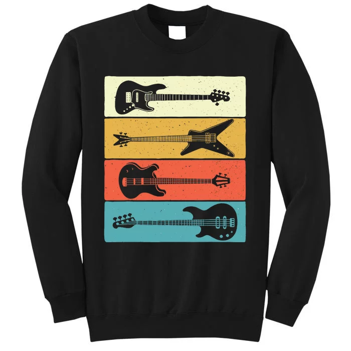 Retro Vintage Guitars - Bass Guitar Music Lover Bassist Tall Sweatshirt