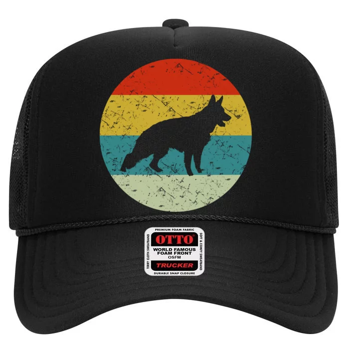 Retro Vintage German Shepherd High Crown Mesh Trucker Hat