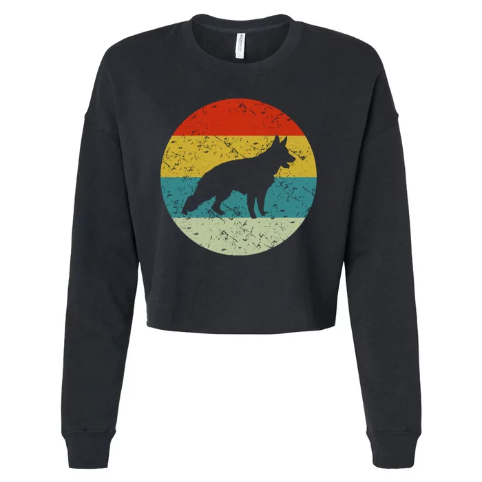 Retro Vintage German Shepherd Cropped Pullover Crew