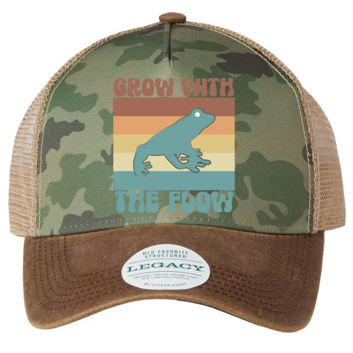 Retro Vintage Grow With The Flow Kawaii Frog Gift Legacy Tie Dye Trucker Hat