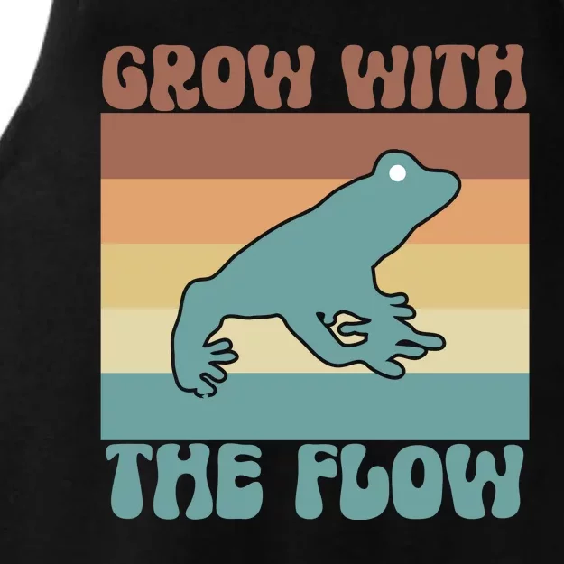 Retro Vintage Grow With The Flow Kawaii Frog Gift Ladies Tri-Blend Wicking Tank