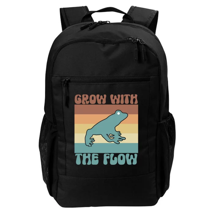 Retro Vintage Grow With The Flow Kawaii Frog Gift Daily Commute Backpack