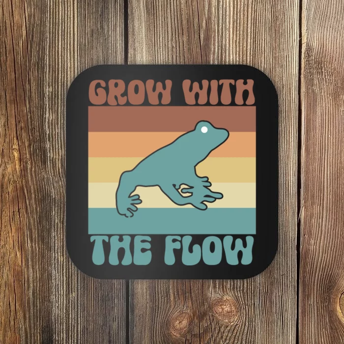 Retro Vintage Grow With The Flow Kawaii Frog Gift Coaster