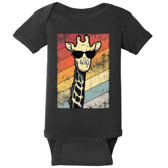 Retro Vintage Giraffe Sunglasses Gift Funny Animal Lover Baby Bodysuit