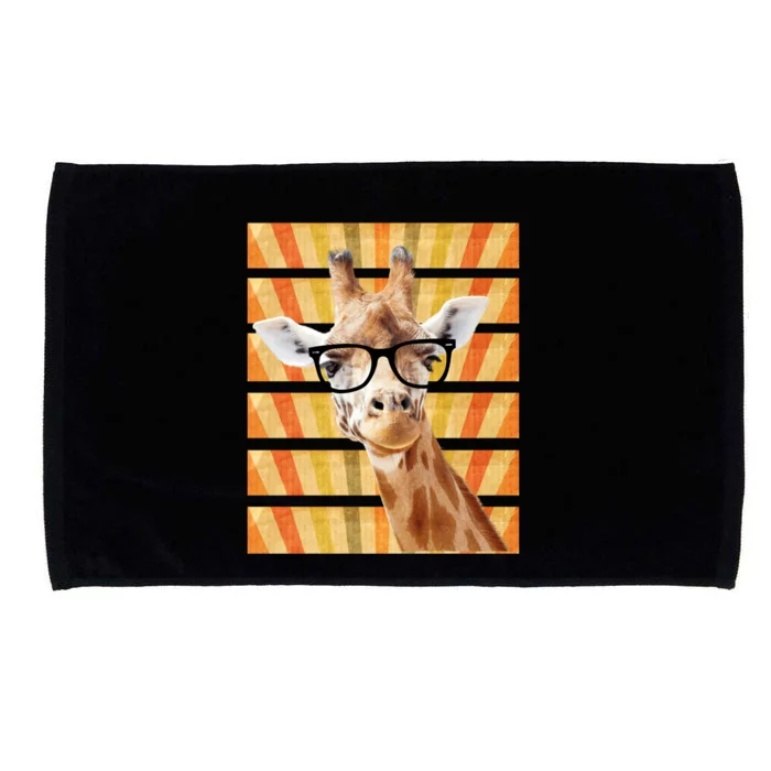 Retro Vintage Giraffe Sunglasses Funny Animal Lover Cool Gift Microfiber Hand Towel