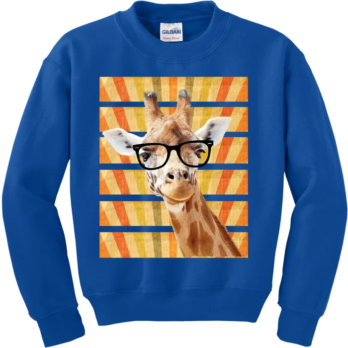 Retro Vintage Giraffe Sunglasses Funny Animal Lover Cool Gift Kids Sweatshirt