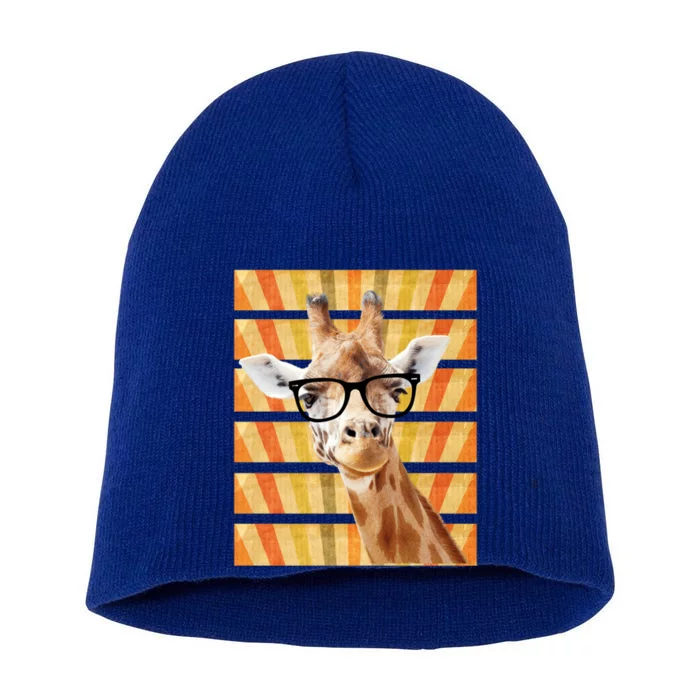 Retro Vintage Giraffe Sunglasses Funny Animal Lover Cool Gift Short Acrylic Beanie